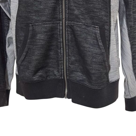 Calvin Klein Jeans Large Black Gray Hoodie Full Zip Kangaroo Pocket Jacket - Picture 5 of 9